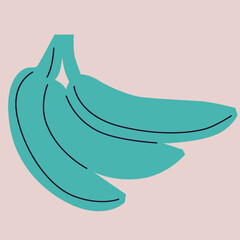 Appetizing fruit and berries collection. Decorative abstract horizontal banner with colorful doodles. Hand-drawn modern illustrations with fruit and berries, abstract elements. Abstract series