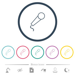 Microphone with wire outline flat color icons in round outlines