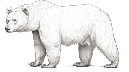 A drawing of a polar bear on a white background - obrazy, fototapety, plakaty