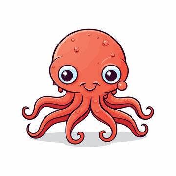 crab squid octopus flat vector illustration. crab squid octopus hand drawing isolated vector illustration