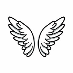 Cute angel wings flat vector illustration. Cute angel wings hand drawing isolated vector illustration