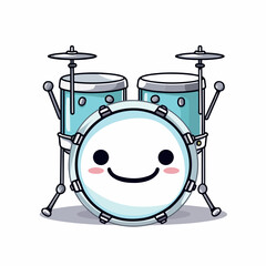 Fototapeta na wymiar cute drums Music instrument flat vector illustration. cute drums Music instrument hand drawing isolated vector illustration