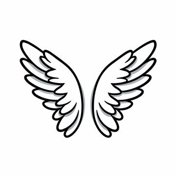 Cute angel wings flat vector illustration. Cute angel wings hand drawing isolated vector illustration