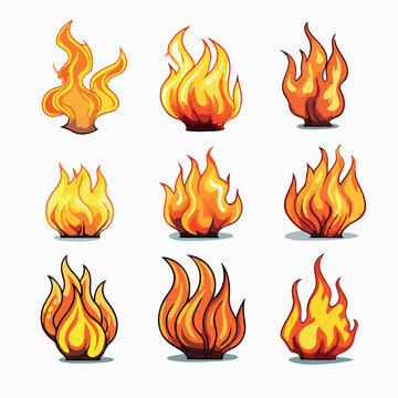 fire set flat vector illustration. fire set hand drawing isolated vector illustration