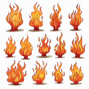 fire set flat vector illustration. fire set hand drawing isolated vector illustration