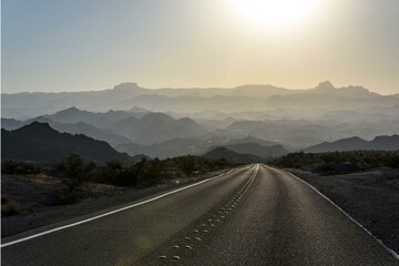 4K Image: Morning Light on Road to Desert Canyon - Scenic Landscape Photography