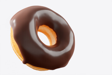 Chocolate glazed donut with sprinkles on a white background