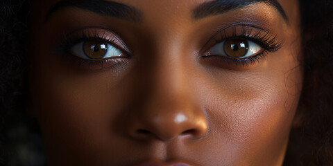Fototapeta premium face handsome african american woman staring. ai generative