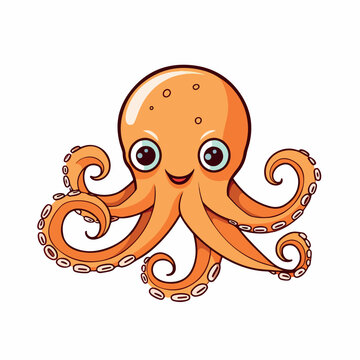 octopus flat vector illustration. octopus hand drawing isolated vector illustration