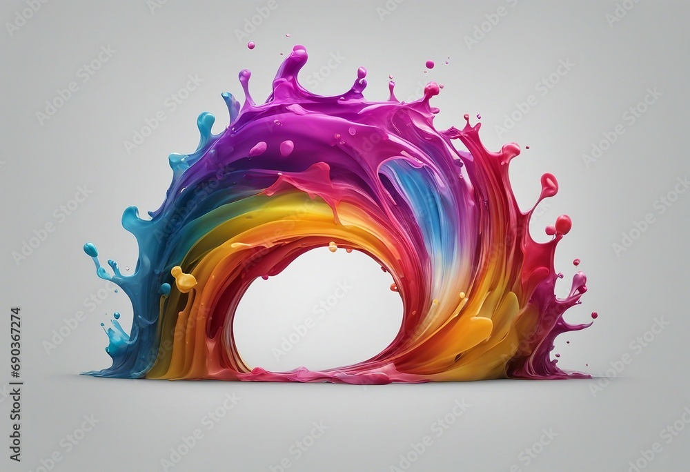 Poster rainbow wave colorful paint splash isolated design element on the transparent background