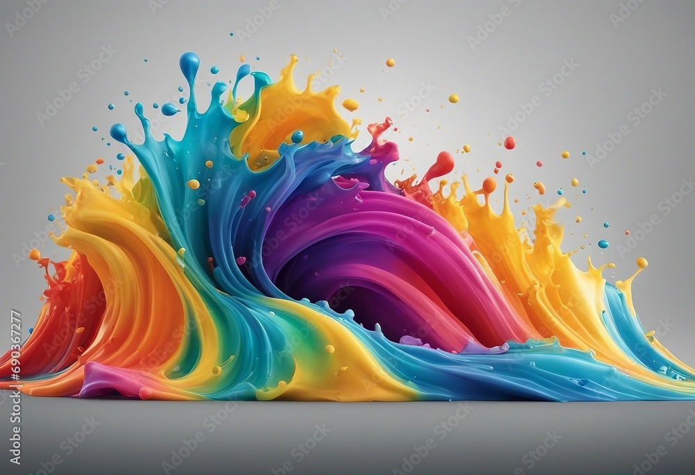 Poster rainbow wave colorful paint splash isolated design element on the transparent background