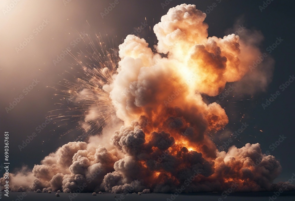 Poster set of explosions isolated on transparent background