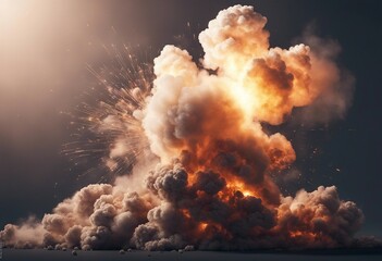 Set of explosions isolated on transparent background