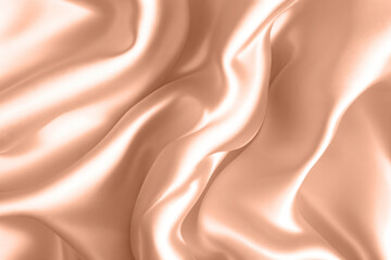 Fototapeta premium Abstract background, folds of silk fabric in peach fuzz color.