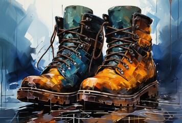 Soldier's boots - obrazy, fototapety, plakaty