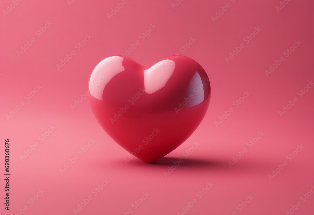 Poster valentine concept set 3d red heart object isolated on pink background for graphic decorate 3d render