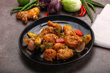 Chinese cuisine - prawn with chili sauce
