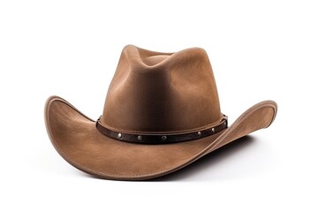 Brown cowboy hat isolated on white background.