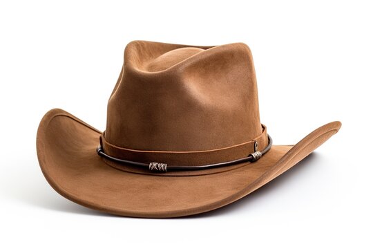 Brown cowboy hat isolated on white background.
