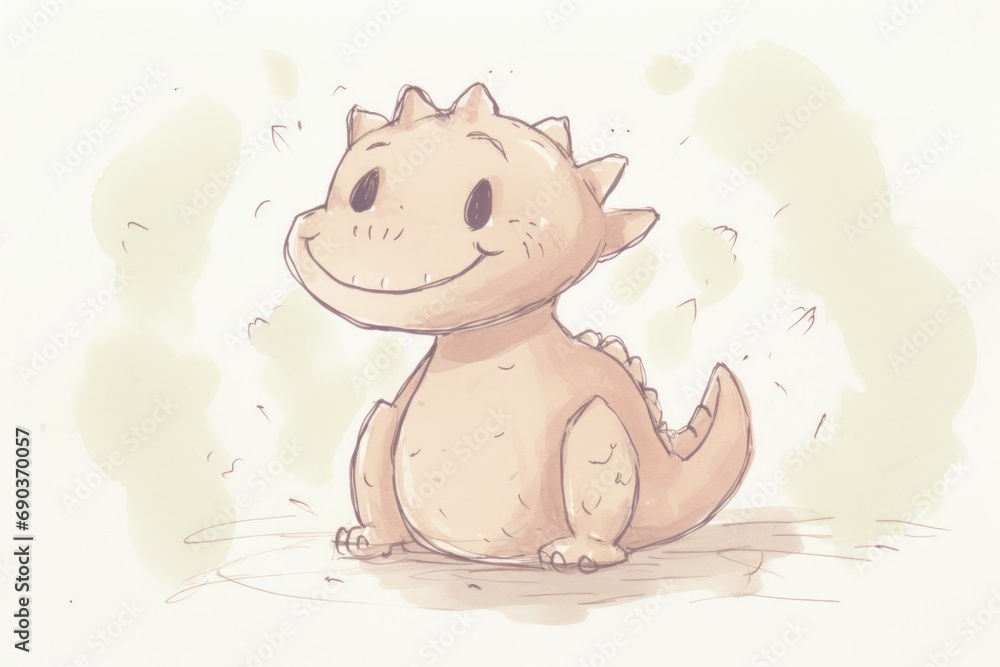 Poster dragon in sketch style. background with selective focus and copy space