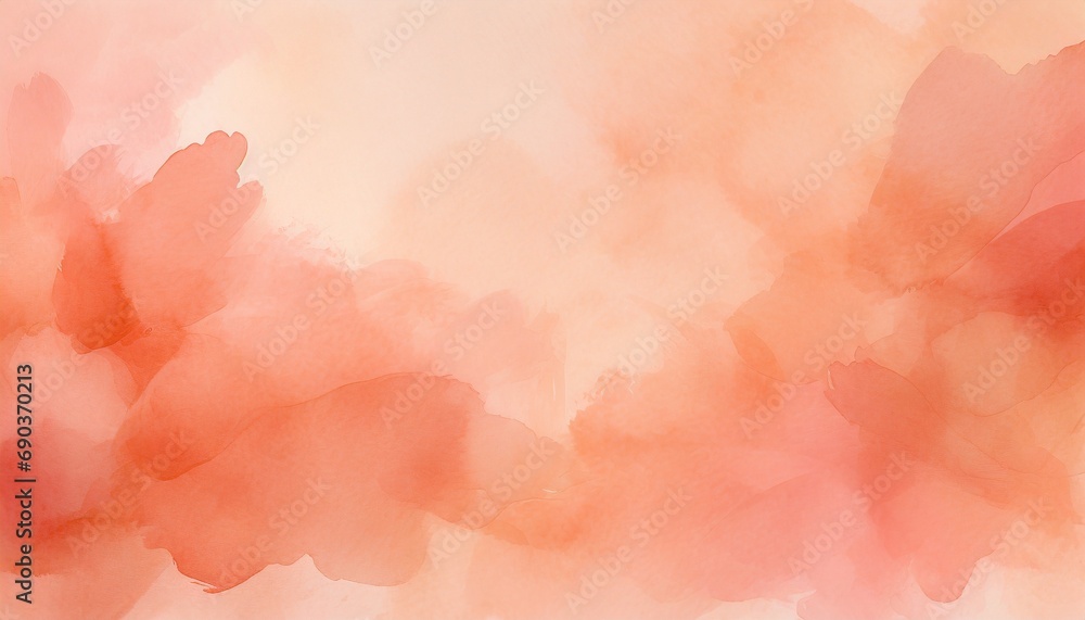 Poster watercolor backdrop of peach fuzz color, background with selective focus and copy space