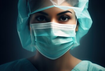 an image of a nurse wearing a surgical mask and scrubs
