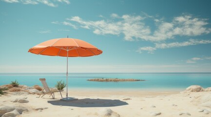 Fototapeta na wymiar an umbrella hung on the sand by the beach
