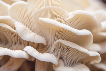 White colored oyster mushroom, close up. - obrazy, fototapety, plakaty
