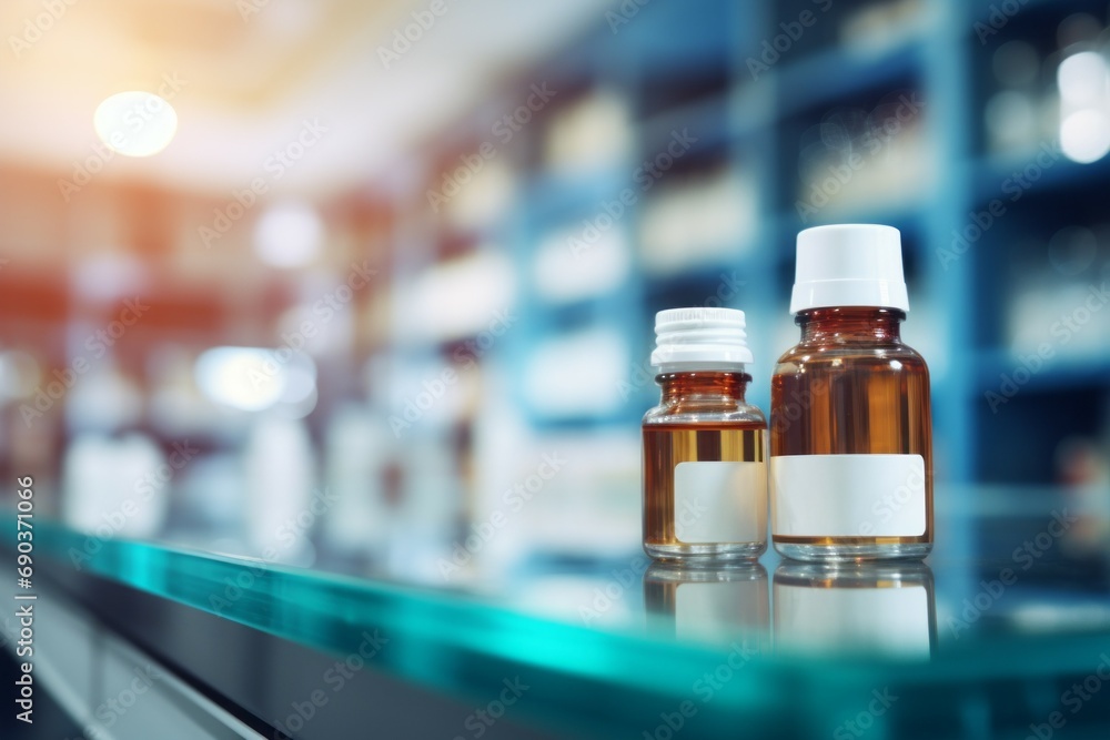 Poster pharmacy store. background with selective focus and copy space