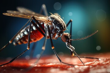 Macro shot of aedes aegypti mosquito.