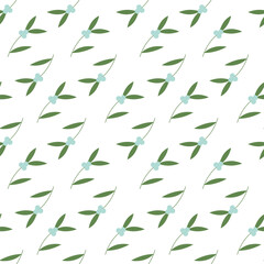 Mistletoe pattern branch with berries and leaves. Vector flat illustration for design