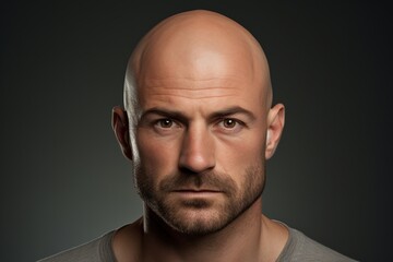 Portrait of a bald man.