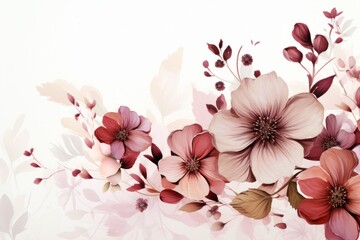 floral frame background on white background with pink flowers