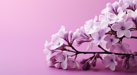 lilac flowers on a pink background