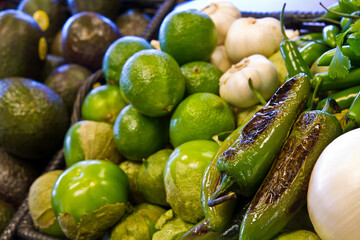 Fresh Mexican Cuisine Ingredients Displayed in Vibrant Array
