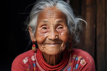 Healthy, smiling 100 years old woman.