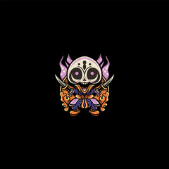 Skull with crossed swords. Vector illustration in cartoon style for stickers and t-shirts