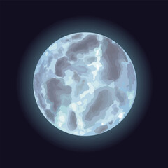 Realistic full moon. Detailed vector illustration.