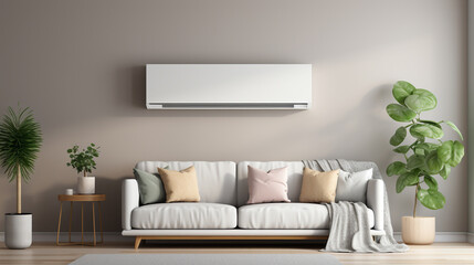 air conditioning on a wall of a beautiful living room