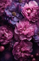 peonies in a dark setting with a colorful background