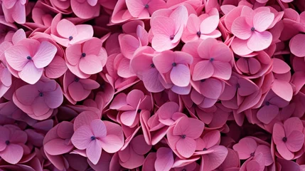 Foto op Aluminium pink hydrangea foliage wallpaper © olegganko