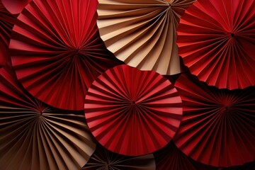 red and gold fan paper in paper form