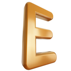 Letra E dourada com fundo transparente.