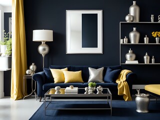 luxurious interior lighting and sunny.empty wall mockup,abstract sketch,japandi style,white sofa and armchair interior design.Modern cozy living room,console and prop table and mirrors 3d render.
