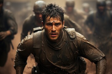 Fototapeta premium Military veterans are running