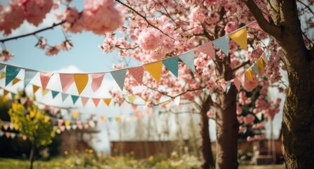 some bunting on a tree during a spring day