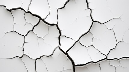 Cracking paint on white wall. Cracks on the wall. Texture with cracks