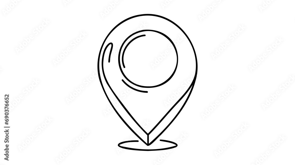 Poster location pointer continuous one line drawing. gps navigation line route mark. vector illustration is
