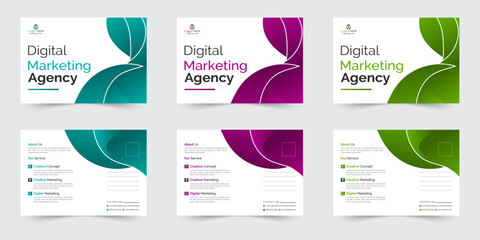 Editable creative corporate Postcard Design vector. Modern business postcard design template.