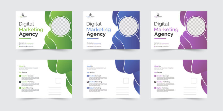 Editable creative corporate Postcard Design vector. Modern business postcard design template.